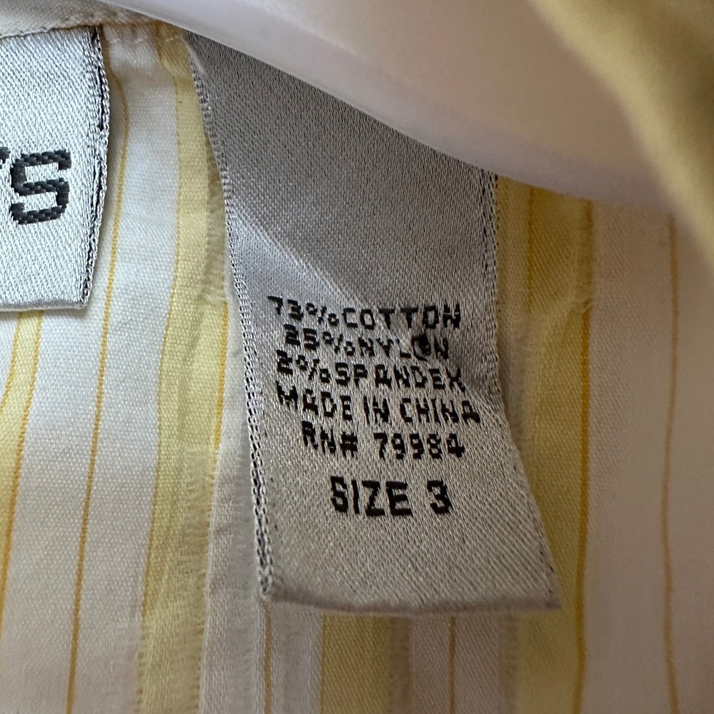 Chicos Womens Preppy Yellow White Striped Top Size 3 US XL Minimalist Office - Picture 4 of 8